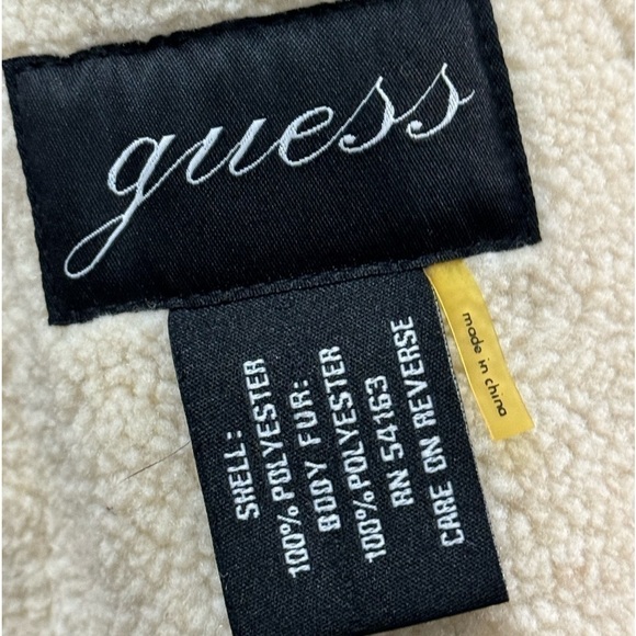 Guess Jacket Womens Medium Beige Faux Leather Fur Long Sleeve Full Zip C… - Picture 3 of 13